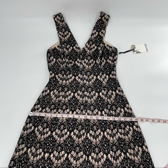 NEW Kensie Black & Nude Lace V Neck Y2K Witchy Cocktail Dress - Picture 4 of 11